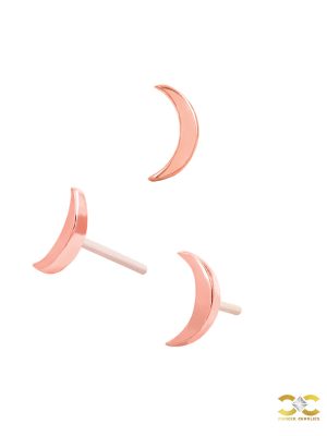 Junipurr Elrond Moon Push-In Stud Earring, 14k Rose Gold