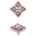 4-Petal Square Flower Threaded Stud, 18k Rose Gold