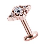 4-Petal Square Flower Threaded Stud, 18k Rose Gold