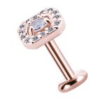 Oval with Pave Octagon Threaded Stud, 18k Rose Gold