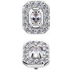 Oval with Pave Octagon Threaded Stud, 18k White Gold
