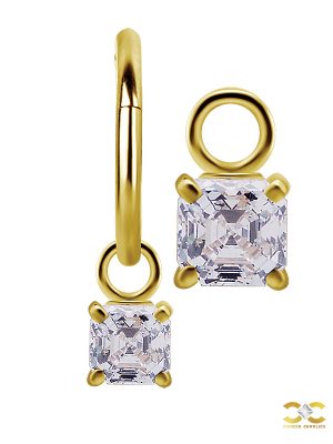 Imperial Cut Charm for Clicker Hoop, 18k Yellow Gold