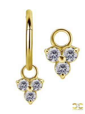 Trinity Charm for Clicker Hoop, 18k Yellow Gold