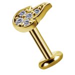 Pave Flame Threaded Stud Earring, 18k Yellow Gold