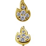 Pave Flame Threaded Stud Earring, 18k Yellow Gold