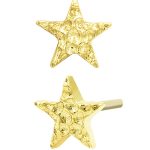 Junipurr Hammered Star Push-In Stud Earring, 14k Yellow Gold
