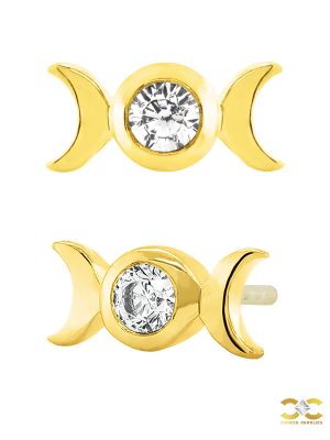 Junipurr Tauriel Push-In Stud Earring, 14k Yellow Gold