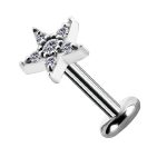 Pave Star Threaded Stud Earring, CoCr NF