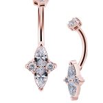 Pear Shape Cluster Belly Bar, 18k Rose Gold
