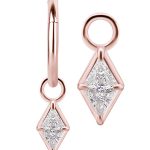 Rhombus Gem Charm for Clicker Hoop, 18k Rose Gold