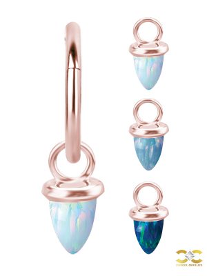 Opal Bullet Charm for Clicker Hoop, 18k Rose Gold