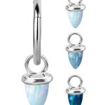 Opal Bullet Charm for Clicker Hoop, 18k White Gold