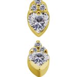 Heart with Trinity Threaded Stud Earring, 18k Yellow Gold