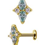 Pear Cluster Threaded Stud Earring, 18k Yellow Gold