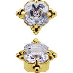 Imperial Cut Gem Threaded Stud Earring, 18k Yellow Gold