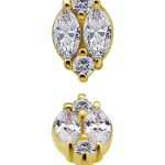 Double Marquise Cluster Threaded Stud Earring, 18k Yellow Gold