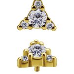 Trinity Cluster Threaded Stud Earring, 18k Yellow Gold