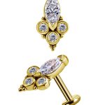 Pugione Cluster Threaded Stud Earring, 18k Yellow Gold