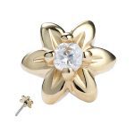 Mini Gem Flower Push-In Stud Earring, 14k Yellow Gold