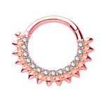 Spiked Pave Daith Clicker Earring, 14k-9k Rose Gold, 8mm
