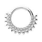 Spiked Pave Daith Clicker Earring, 14k-9k White Gold, 8mm