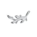 Mini Olive Branch Threaded Stud Earring, 14k White Gold