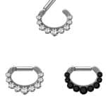 9-Gem Daith Clicker Earring, Titanium, Oval, Straight Bar