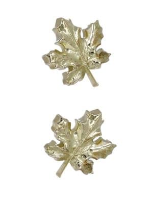 Anatometal Maple Leaf Threaded Stud Earring, 18k Yellow Gold