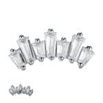 Baguette Fan Threaded Stud Earring, 14k White Gold