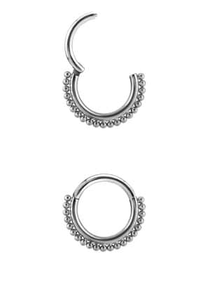 Beaded Daith Clicker Earring, Titanium