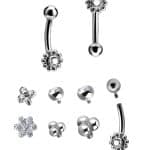 Beaded Flower Rook Bar, Titanium