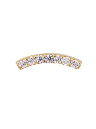 7-Gem Pave Curve Threaded Stud Earring, 14k Yellow Gold