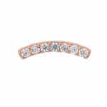7-Gem Pave Curve Threaded Stud Earring, 14k Rose Gold
