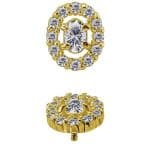 Oval with Pave Halo Threaded Stud, 18k Yellow Gold