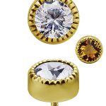 Scalloped Gem Threaded Stud Earring, 5mm, 18k Yellow Gold