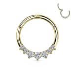 7-Gem Daith Clicker Earring, 14k Yellow Gold, 8-10mm
