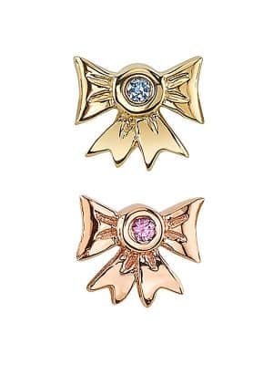 BVLA Diamond Gift Bow Push-In Stud Earring, 14k Yellow Gold