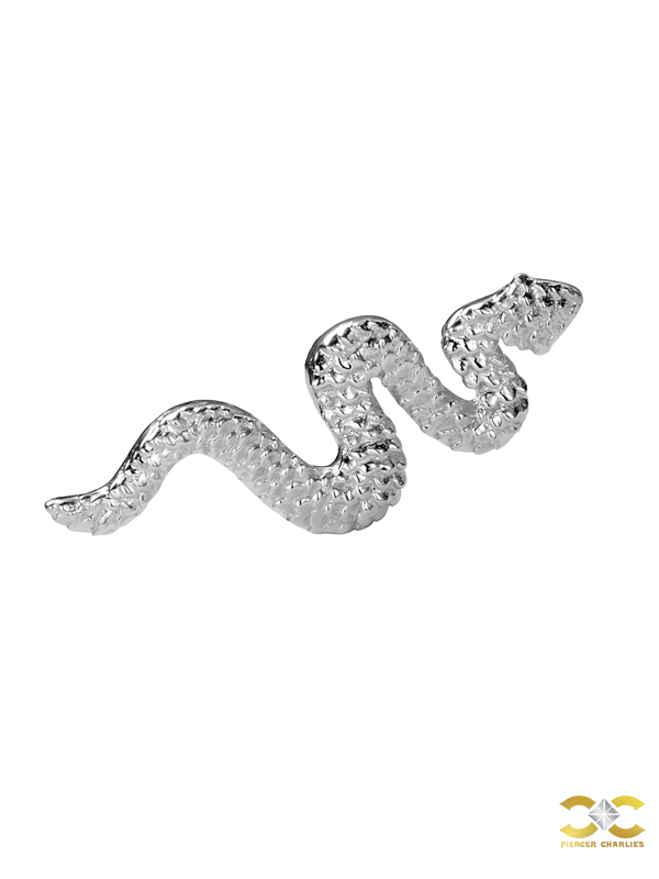 Slithering Snake Push-In Stud Earring, 14k White Gold
