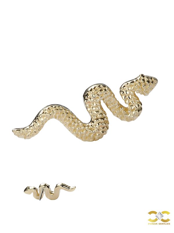 Slithering Snake Push-In Stud Earring, 14k Yellow Gold