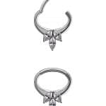 3-Marquise Daith Clicker Earring, Steel, 8mm Oval