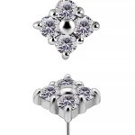 4-Gem Cluster Push-In Stud Earring, CoCr NF