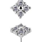 4-Gem Cluster Push-In Stud Earring, CoCr NF