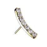 7-Gem Pave Curve Push-In Stud Earring, 14k Yellow Gold
