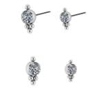 4-Bead Gem Push-in Stud Earring, Titanium
