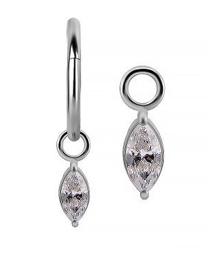 Marquise Charm for Clicker Hoop, 18k White Gold