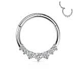 7-Gem Daith Clicker Earring, 14k White Gold, 8-10mm