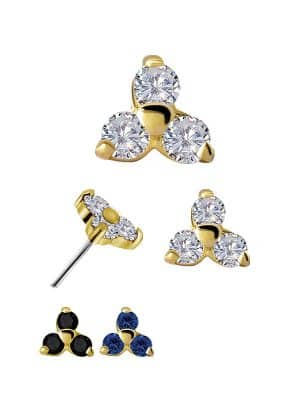 Trinity Push-In Stud Earring, Small, 18k Yellow Gold