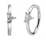 Gem Triangle Clicker Earring, Conch Ring, Steel
