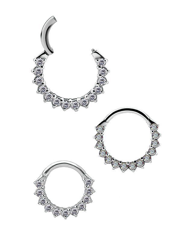 Prong Pave Daith Clicker Earring, CoCr NF, 7mm to 10mm