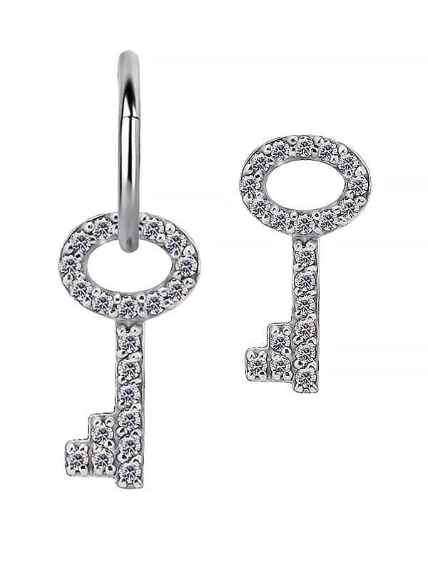 Pave Key Charm for Clicker Hoop, Steel